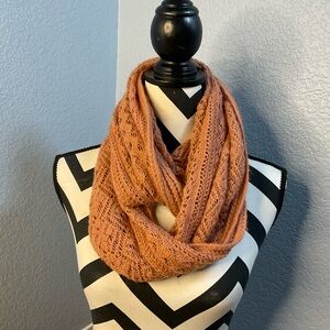 American Eagle Outfitters lace peach caramel brown infinity scarf Knit Scarf